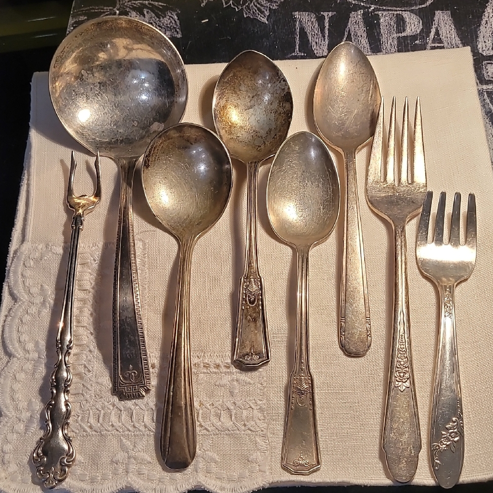 Silver Plate Flatware Serving Ware Signed Bundle